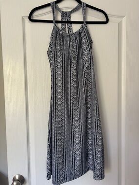 Prana Black & White Striped Halter Mini Dress